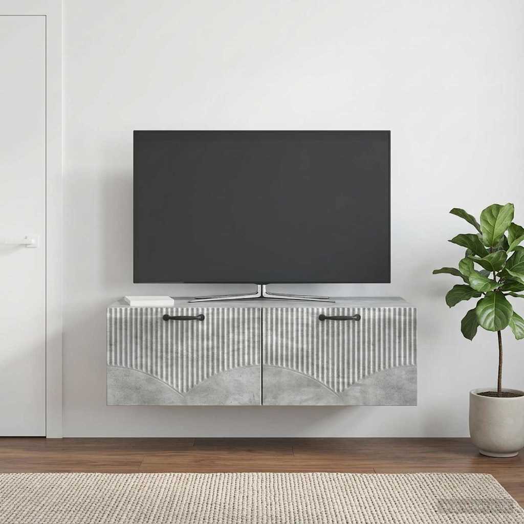 Væghængt TV-skab Betongrå 98 x 41 x 30 cm Konstrueret træ