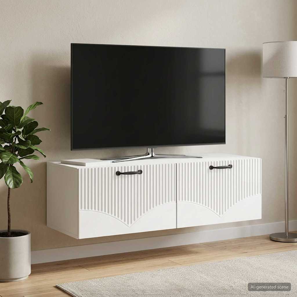 Væghængt TV-skab Hvid højglans 98 x 41 x 30 cm Konstrueret træ