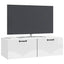 Væghængt TV-skab Hvid højglans 98 x 41 x 30 cm Konstrueret træ