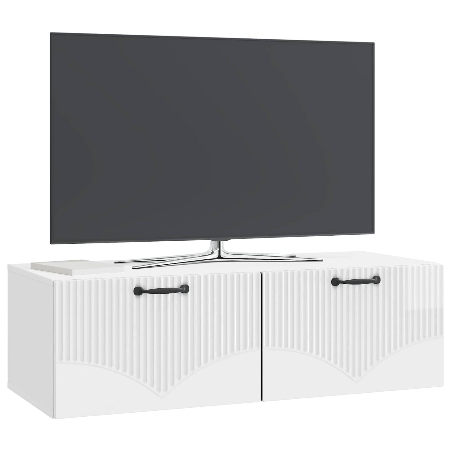 Væghængt TV-skab Hvid højglans 98 x 41 x 30 cm Konstrueret træ