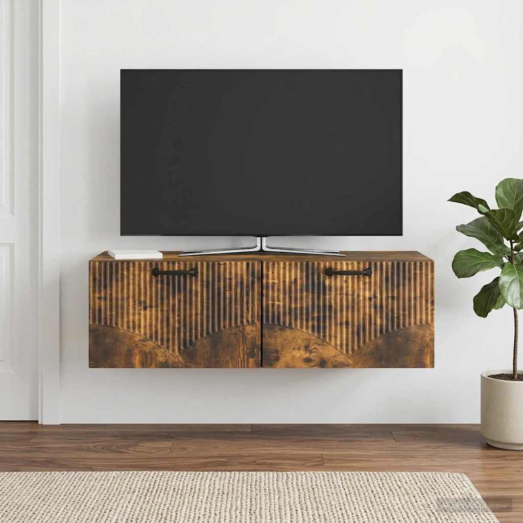 Væghængt TV-skab Røget eg 98 x 41 x 30 cm Konstrueret træ