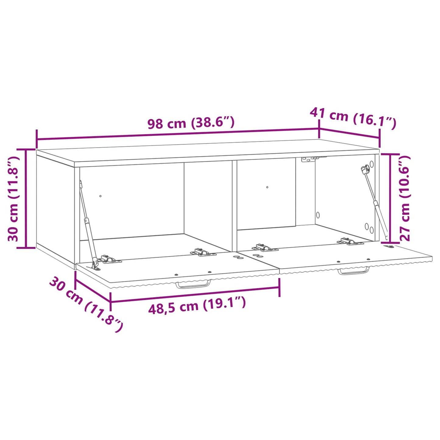 Væghængt TV-skab Gammelt træ 98 x 41 x 30 cm Konstrueret træ