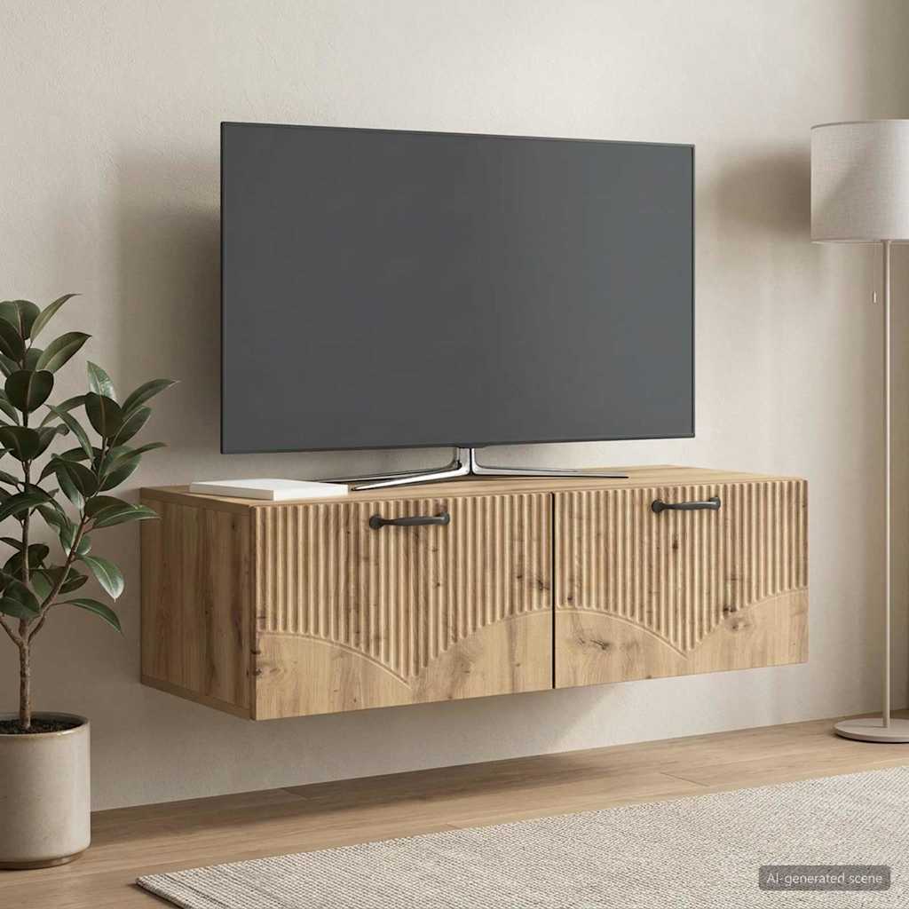 Væghængt TV-skab 98 x 41 x 30 cm Artisan-eg Konstrueret træ