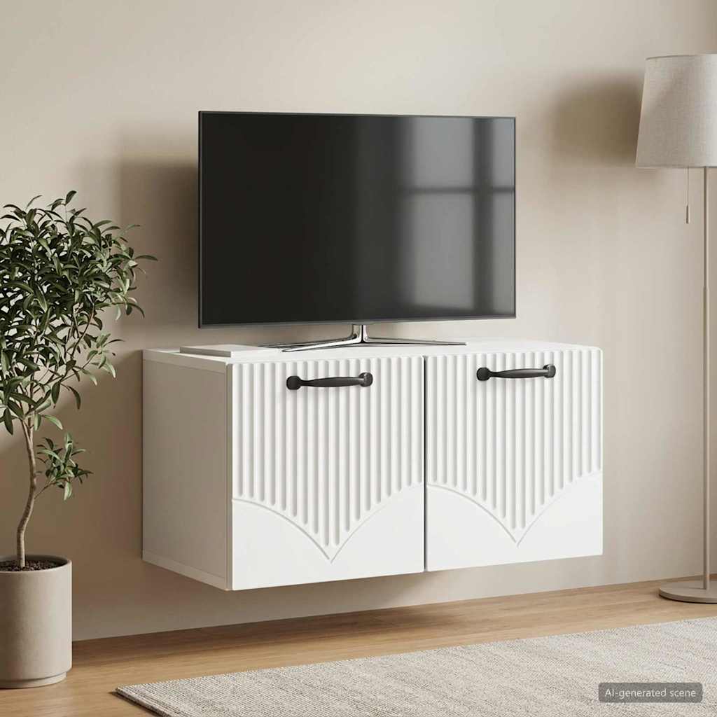 Væghængt TV-skab Hvid 59,5 x 31 x 30 cm Konstrueret træ