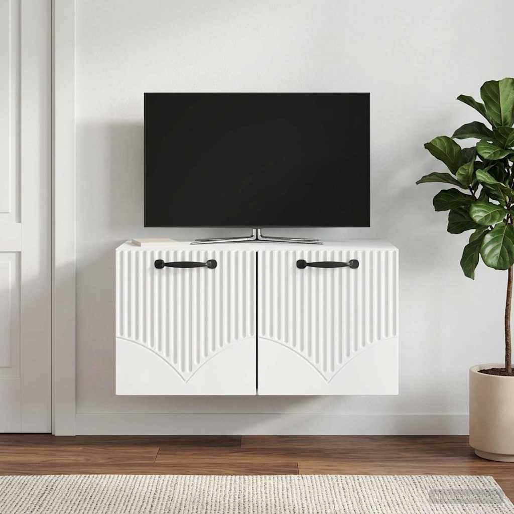 Væghængt TV-skab Hvid 59,5 x 31 x 30 cm Konstrueret træ