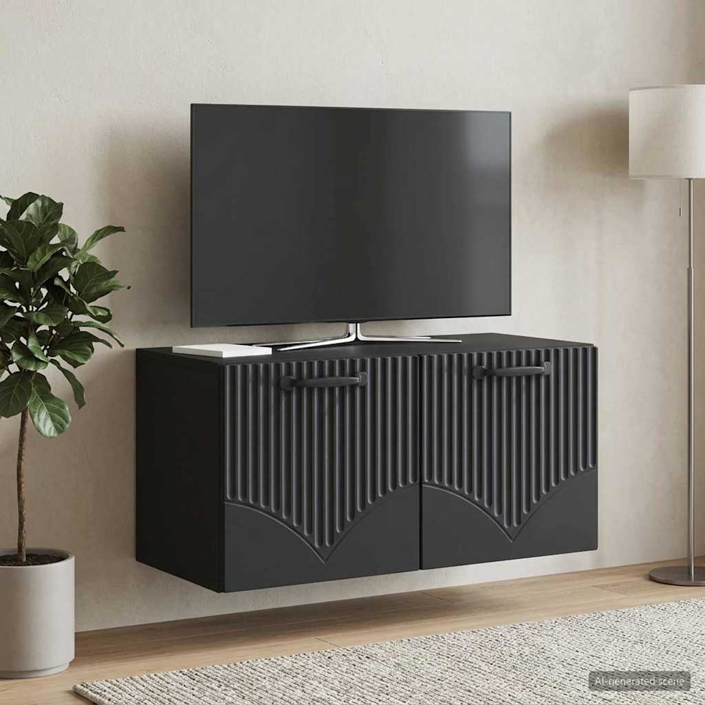 Væghængt TV-skab Sort 59,5 x 31 x 30 cm Konstrueret træ
