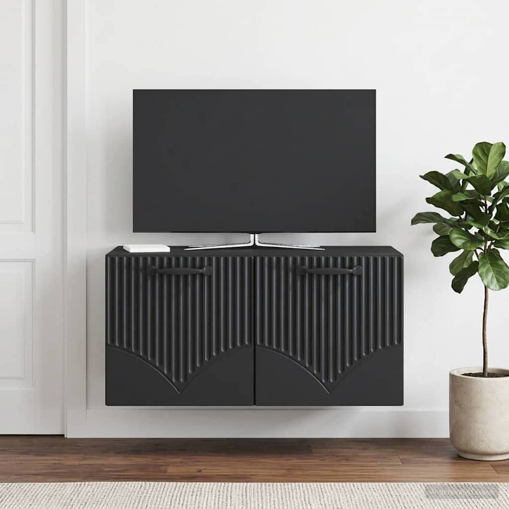 Væghængt TV-skab Sort 59,5 x 31 x 30 cm Konstrueret træ