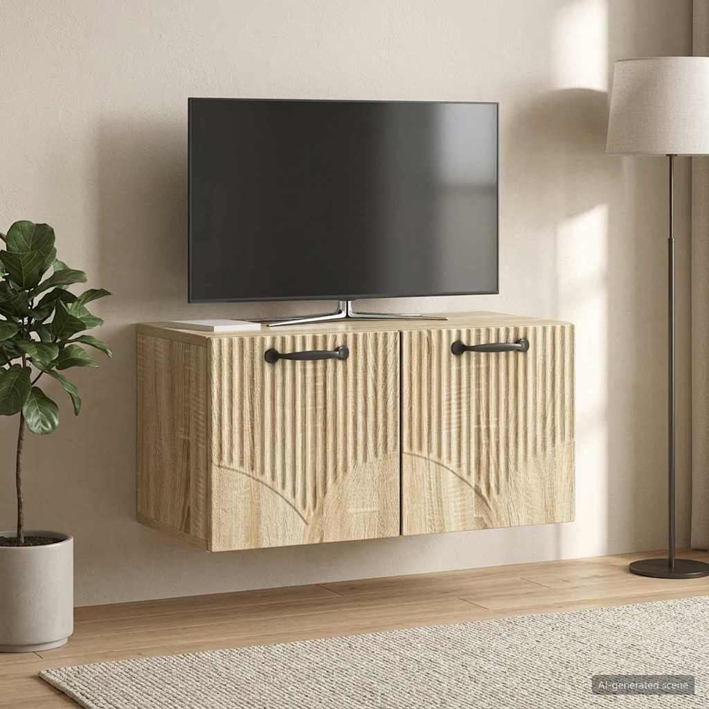 Væghængt TV-skab Sonoma-eg 59,5 x 31 x 30 cm Konstrueret træ