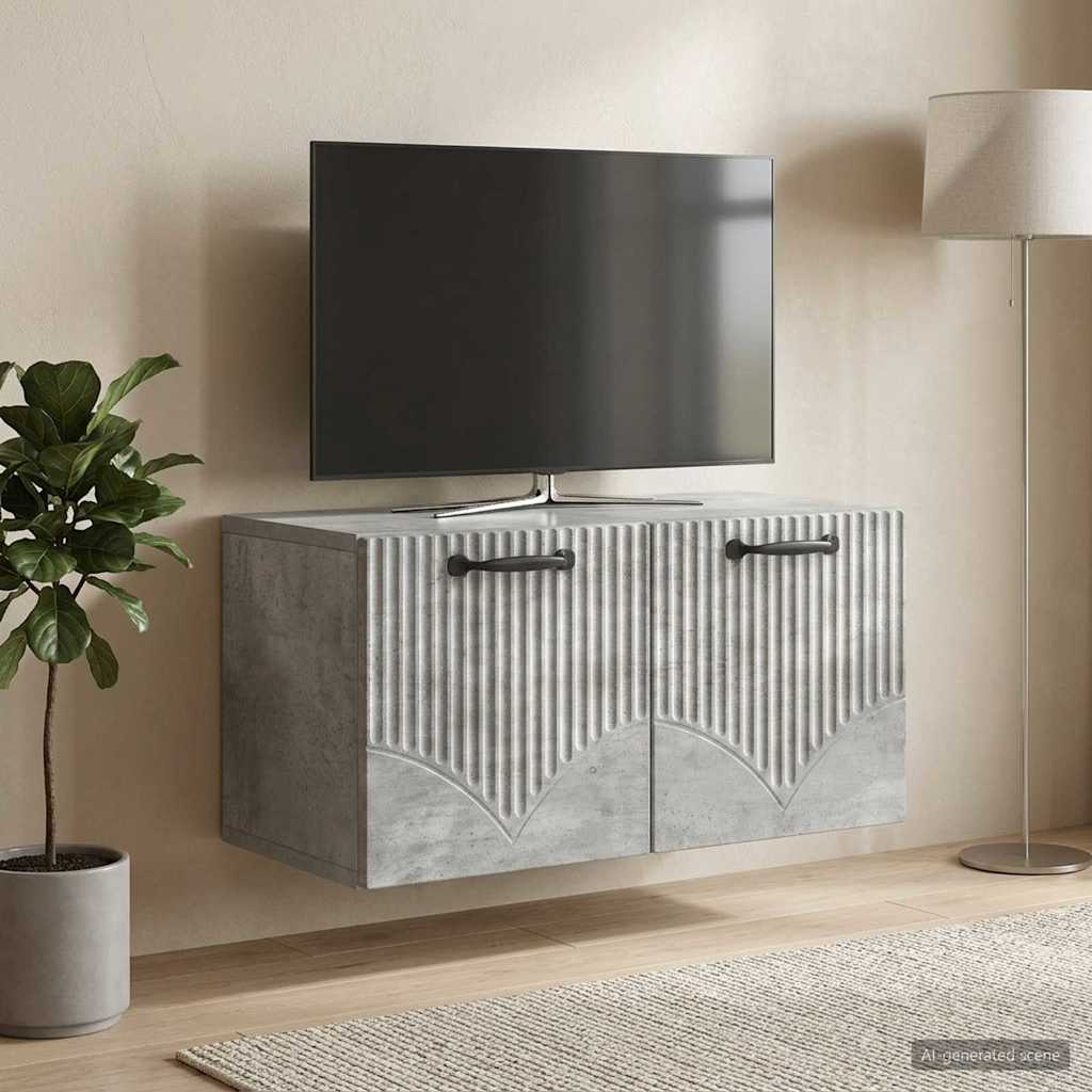Væghængt TV-skab Betongrå 59,5 x 31 x 30 cm Konstrueret træ