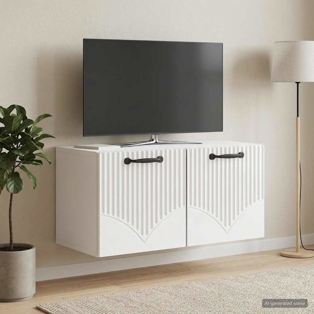 Væghængt TV-skab Vægmonteret Hvid højglans 59,5 x 31 x 30 cm