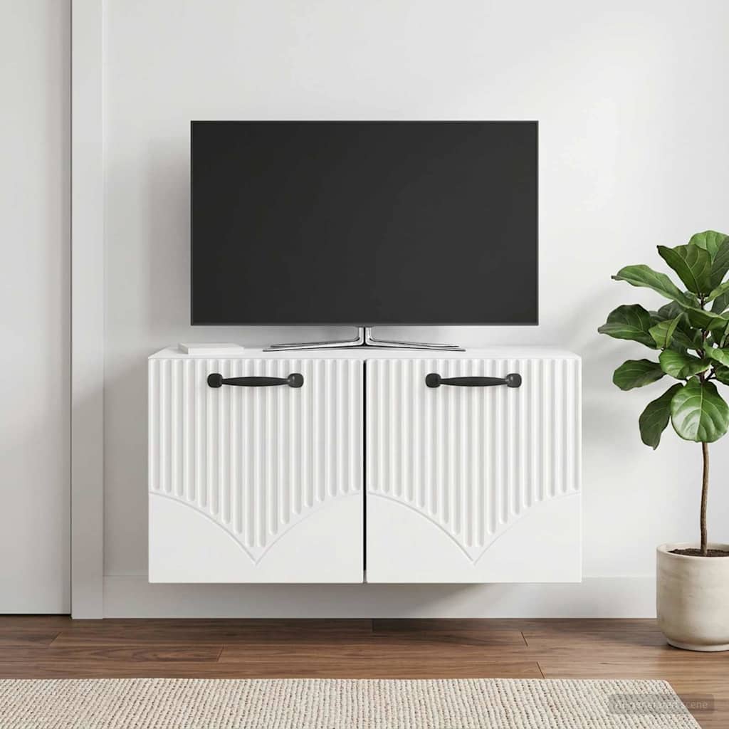 Væghængt TV-skab Vægmonteret Hvid højglans 59,5 x 31 x 30 cm
