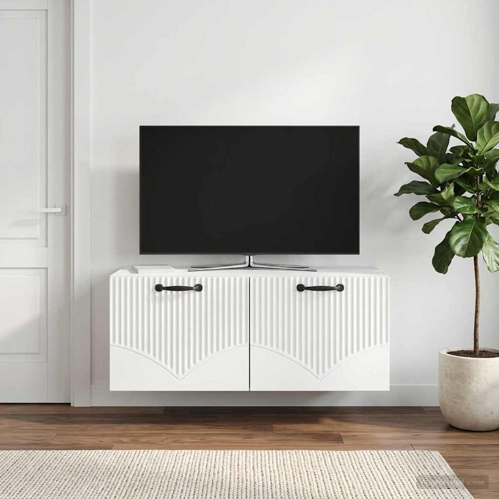 Væghængt TV-skab Hvid 78,5 x 31 x 30 cm Konstrueret træ