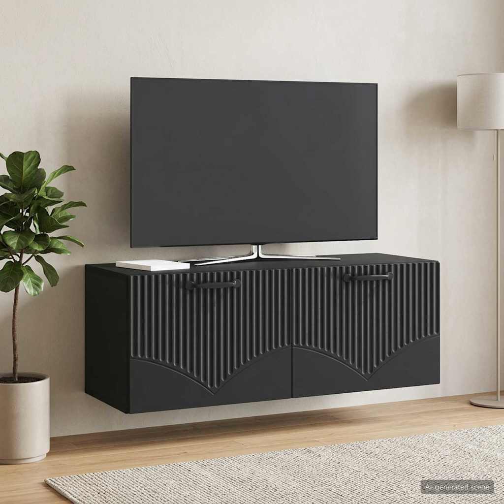 Væghængt TV-skab Sort 78,5 x 31 x 30 cm Konstrueret træ