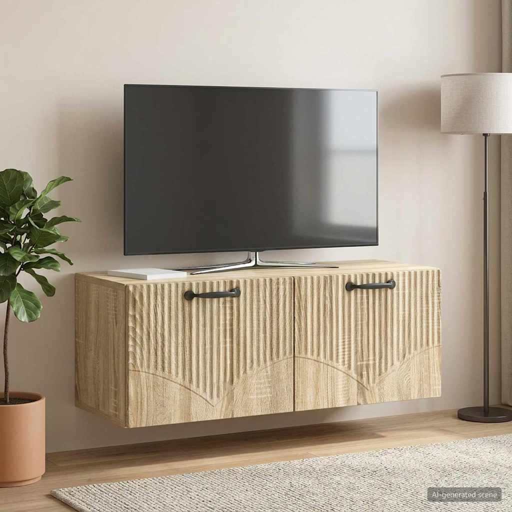 Væghængt TV-skab Sonoma-eg 78,5 x 31 x 30 cm Konstrueret træ