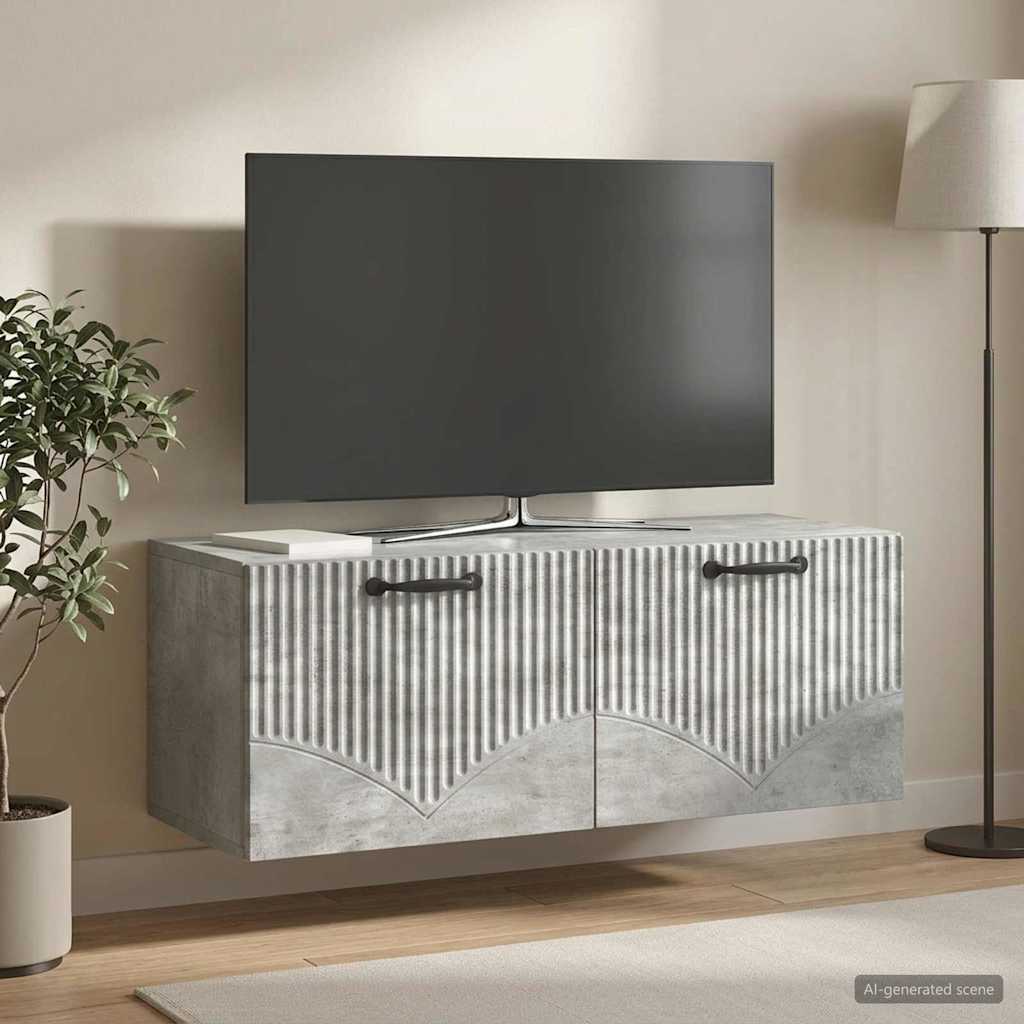 Væghængt TV-skab Betongrå 78,5 x 31 x 30 cm Konstrueret træ