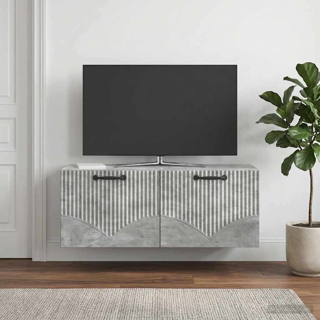 Væghængt TV-skab Betongrå 78,5 x 31 x 30 cm Konstrueret træ