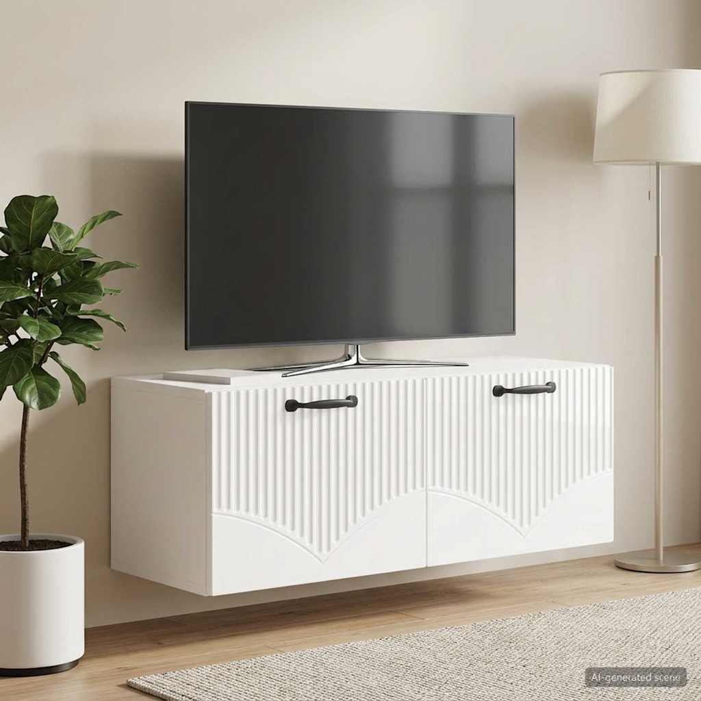 Væghængt TV-skab Vægmonteret Hvid højglans 78,5 x 31 x 30 cm