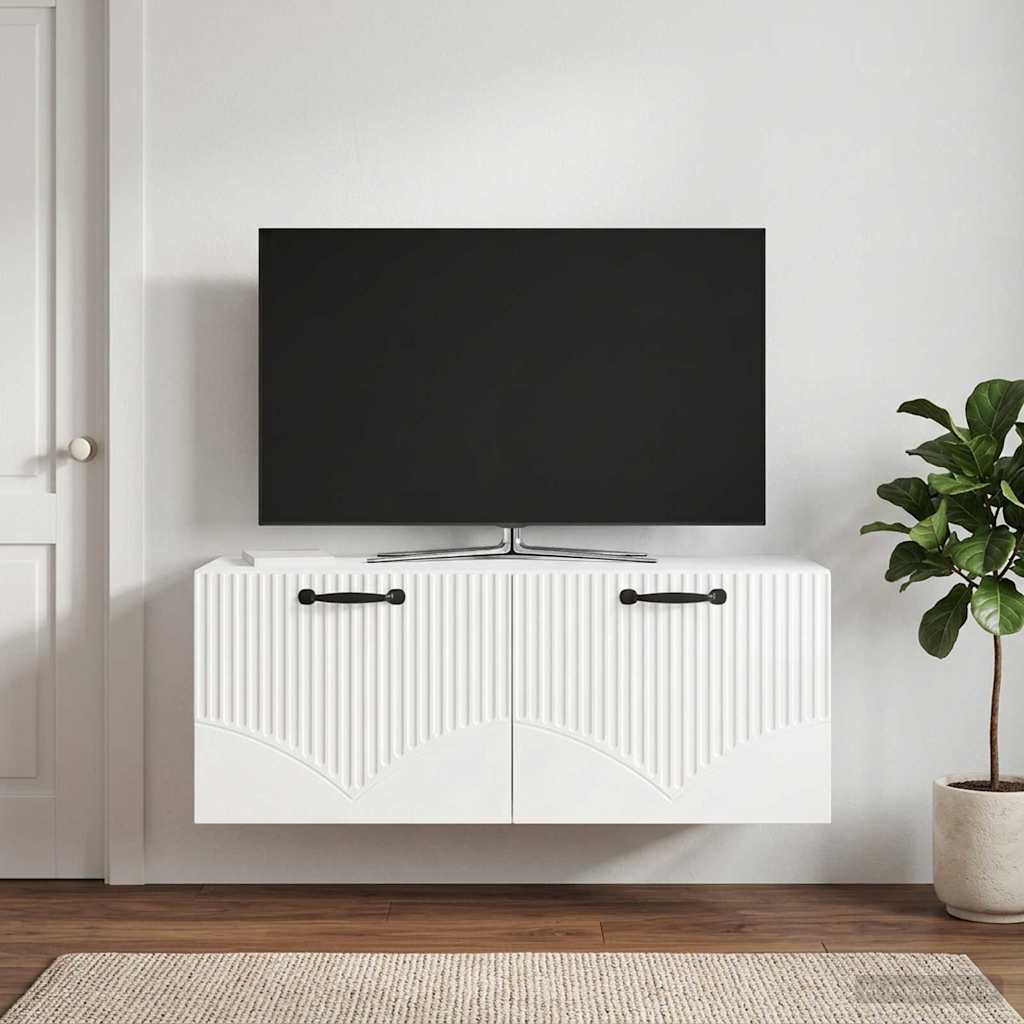 Væghængt TV-skab Vægmonteret Hvid højglans 78,5 x 31 x 30 cm
