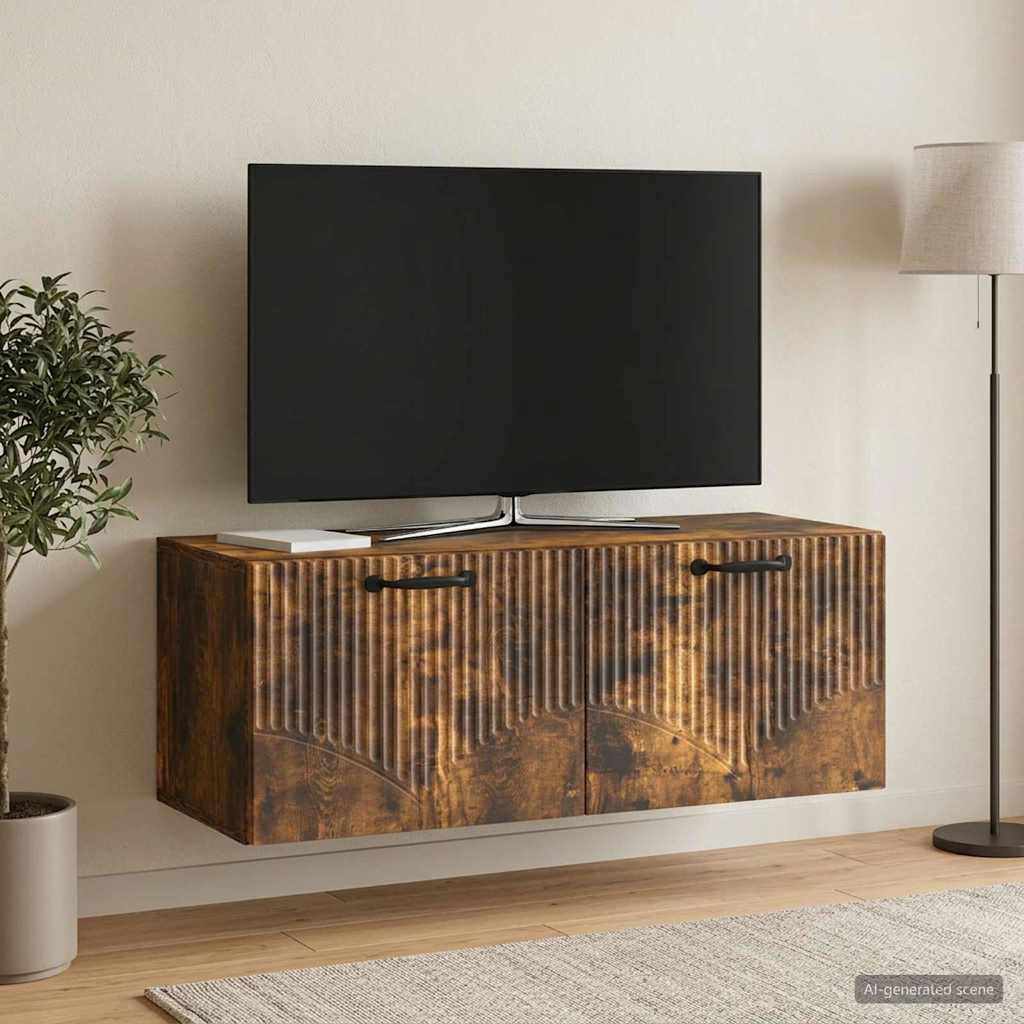 Væghængt TV-skab Røget eg 78,5 x 31 x 30 cm Konstrueret træ