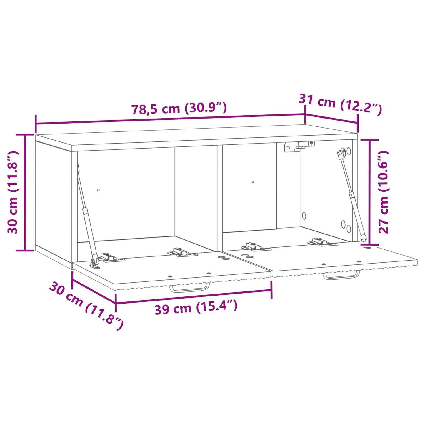 Væghængt TV-skab Røget eg 78,5 x 31 x 30 cm Konstrueret træ