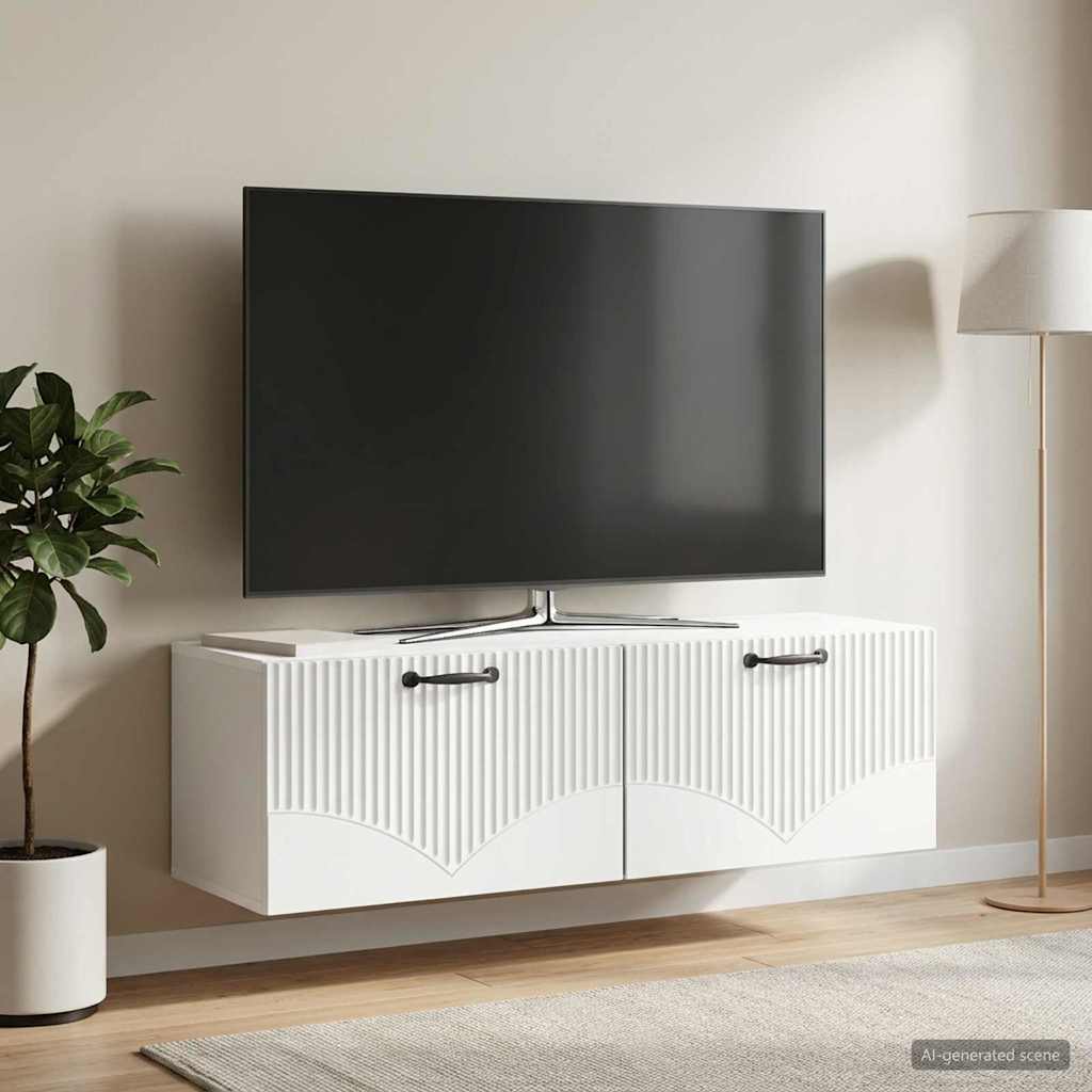 Væghængt TV-skab Hvid 98 x 31 x 30 cm Konstrueret træ