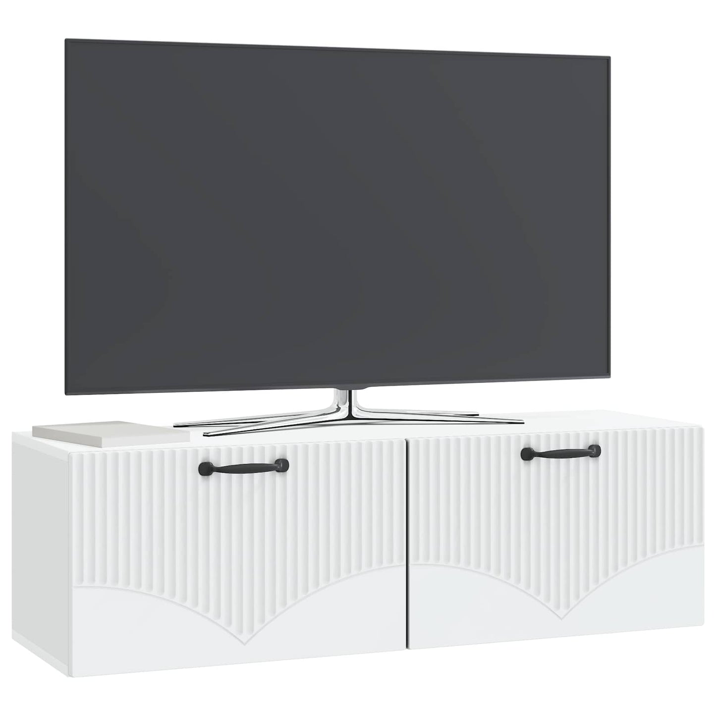 Væghængt TV-skab Hvid 98 x 31 x 30 cm Konstrueret træ