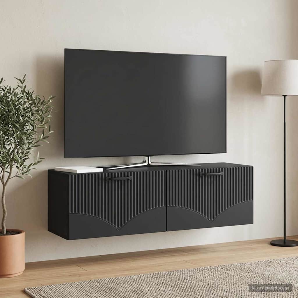 Væghængt TV-skab Sort 98 x 31 x 30 cm Konstrueret træ