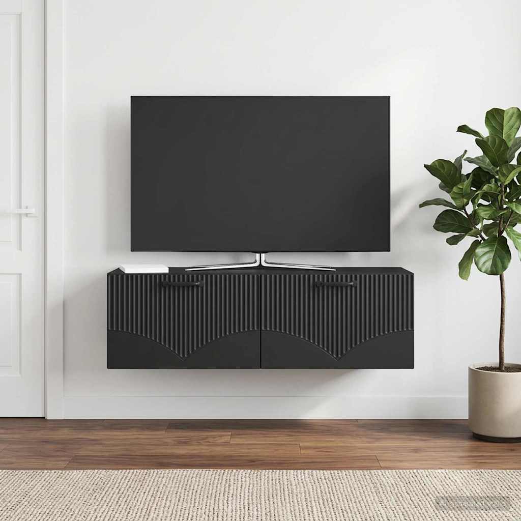 Væghængt TV-skab Sort 98 x 31 x 30 cm Konstrueret træ