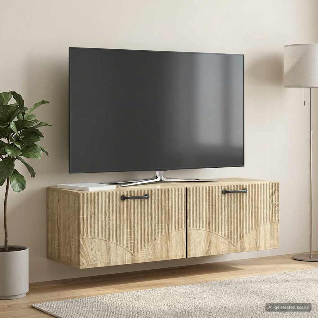 Væghængt TV-skab Sonoma-eg 98 x 31 x 30 cm Konstrueret træ