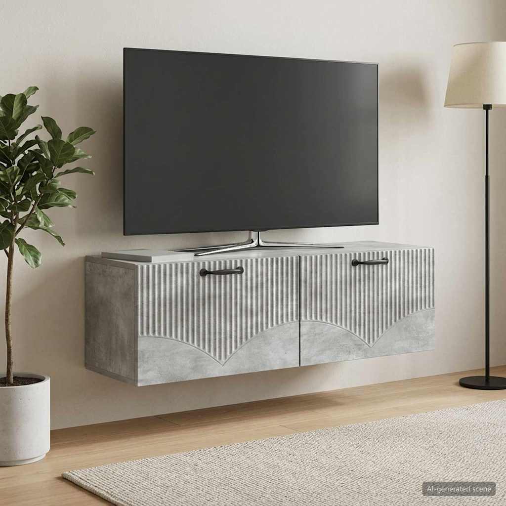 Væghængt TV-skab Betongrå 98 x 31 x 30 cm Konstrueret træ