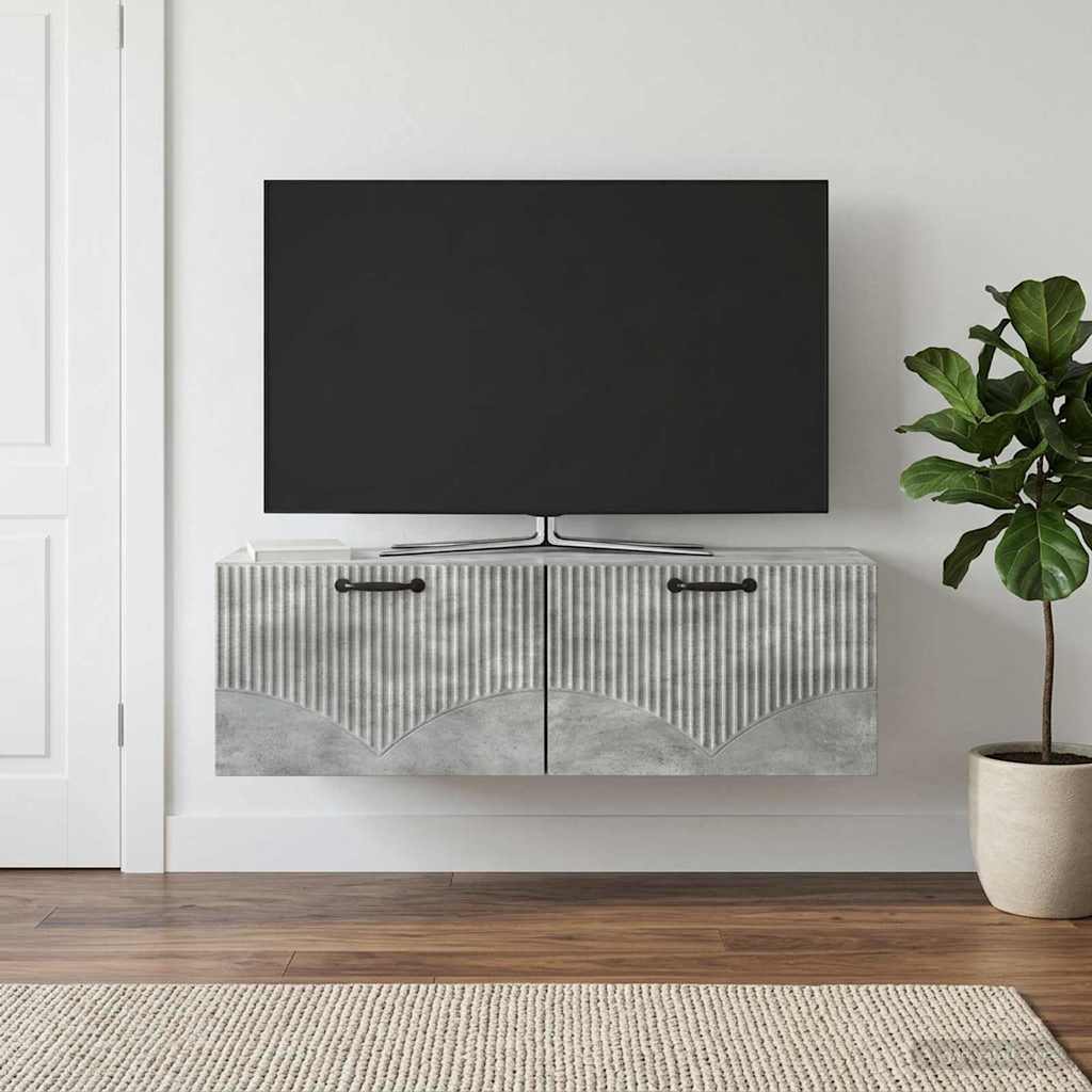 Væghængt TV-skab Betongrå 98 x 31 x 30 cm Konstrueret træ