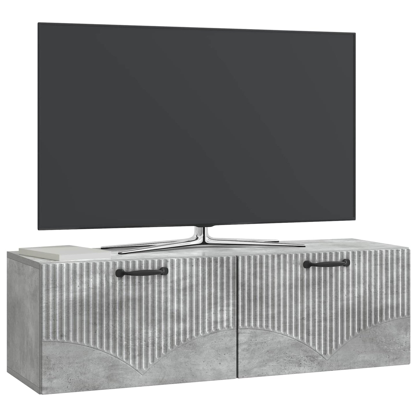 Væghængt TV-skab Betongrå 98 x 31 x 30 cm Konstrueret træ