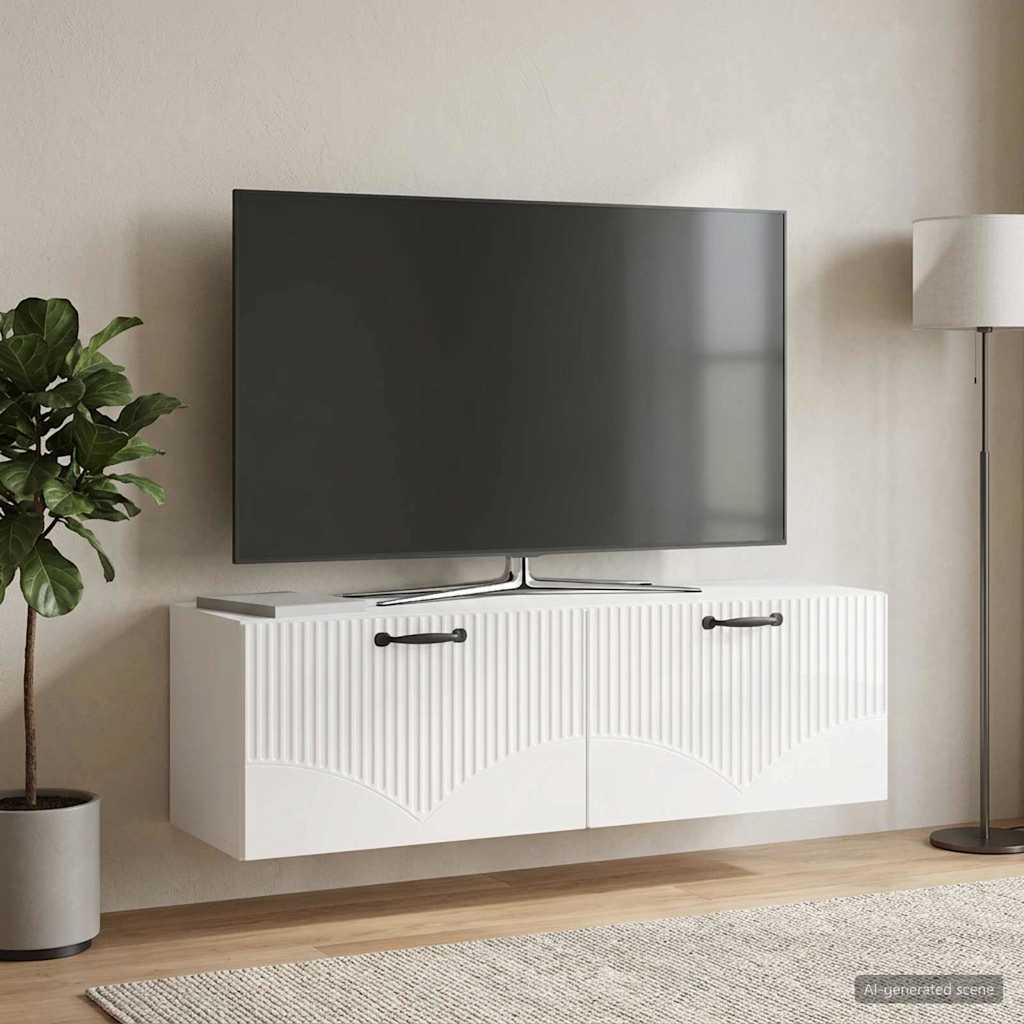 Væghængt TV-skab Hvid højglans 98 x 31 x 30 cm Konstrueret træ