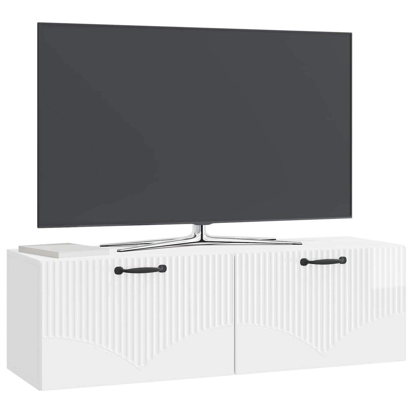 Væghængt TV-skab Hvid højglans 98 x 31 x 30 cm Konstrueret træ