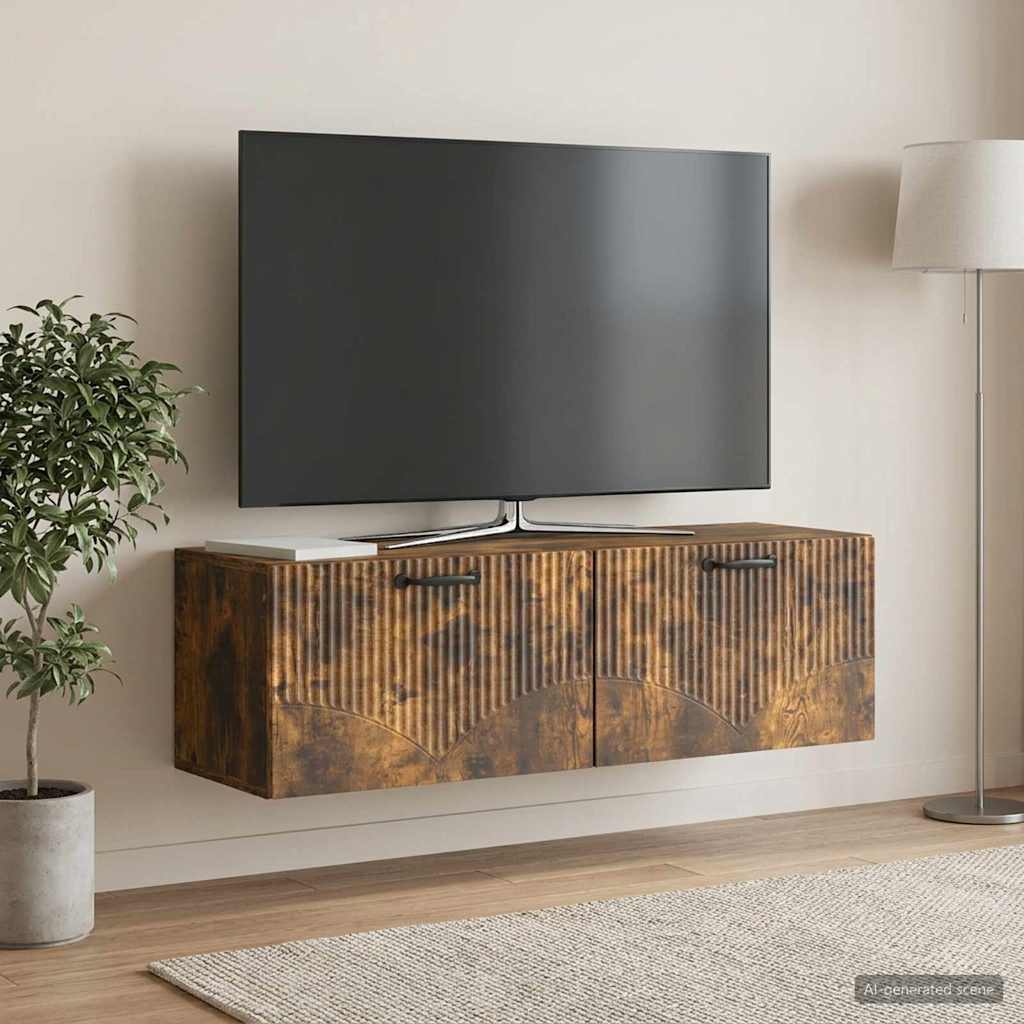 Væghængt TV-skab Røget eg 98 x 31 x 30 cm Konstrueret træ
