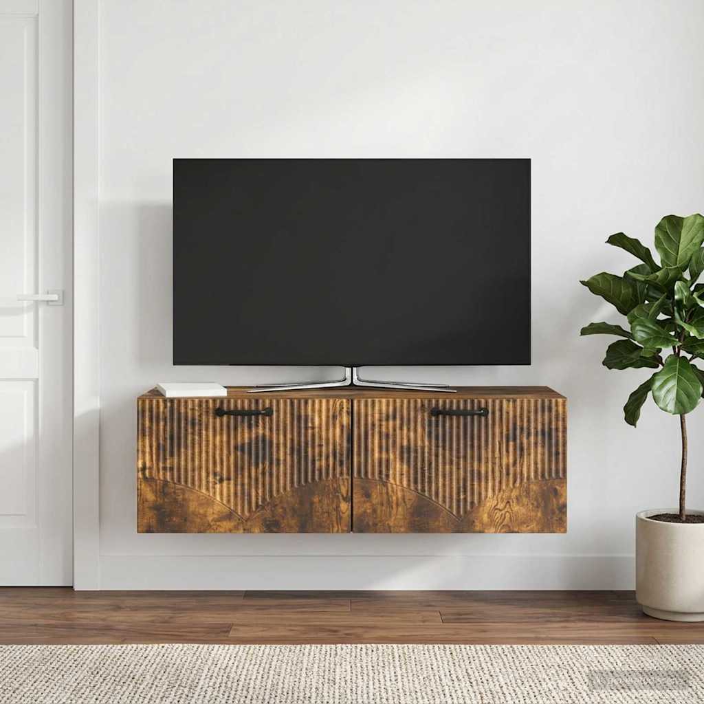 Væghængt TV-skab Røget eg 98 x 31 x 30 cm Konstrueret træ