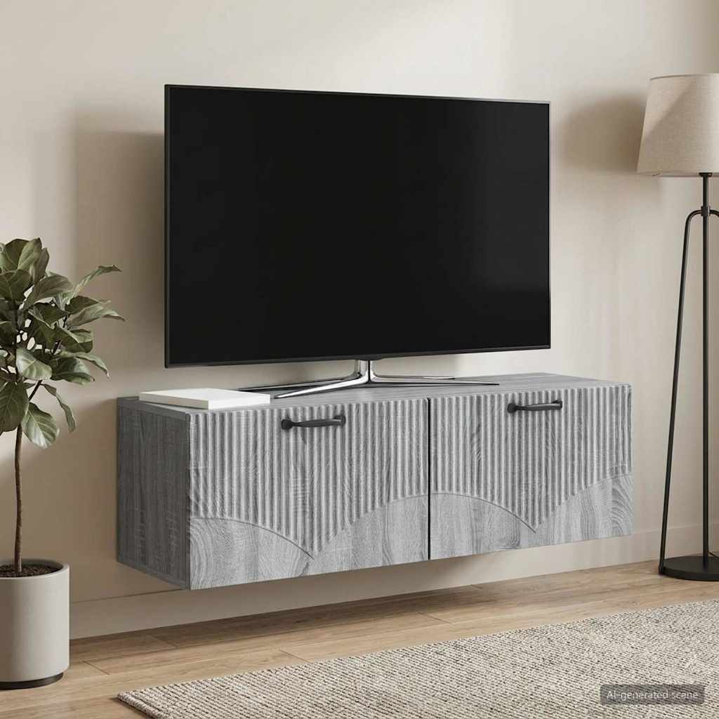 Væghængt TV-skab Grå sonoma-eg 98 x 31 x 30 cm Konstrueret træ