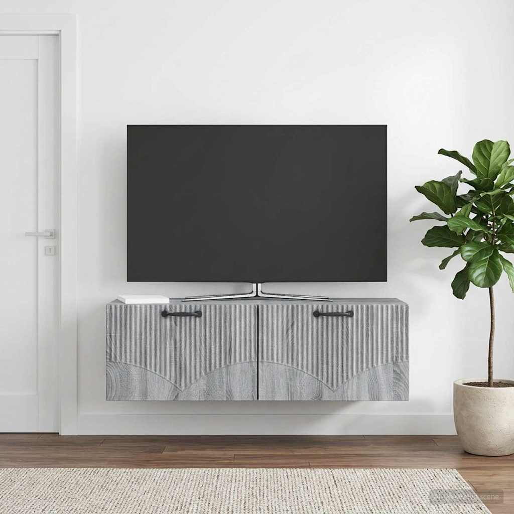 Væghængt TV-skab Grå sonoma-eg 98 x 31 x 30 cm Konstrueret træ