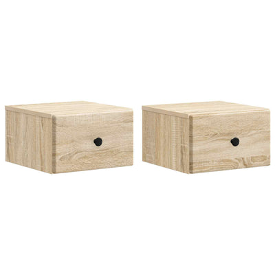Væghængt Natbord med skuffe 2 pcs Sonoma-eg 34,5 x 33 x 20 cm