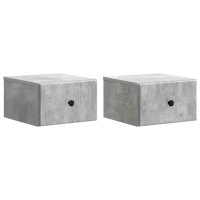 Væghængt Natbord med skuffe 2 pcs Betongrå 34,5 x 33 x 20 cm