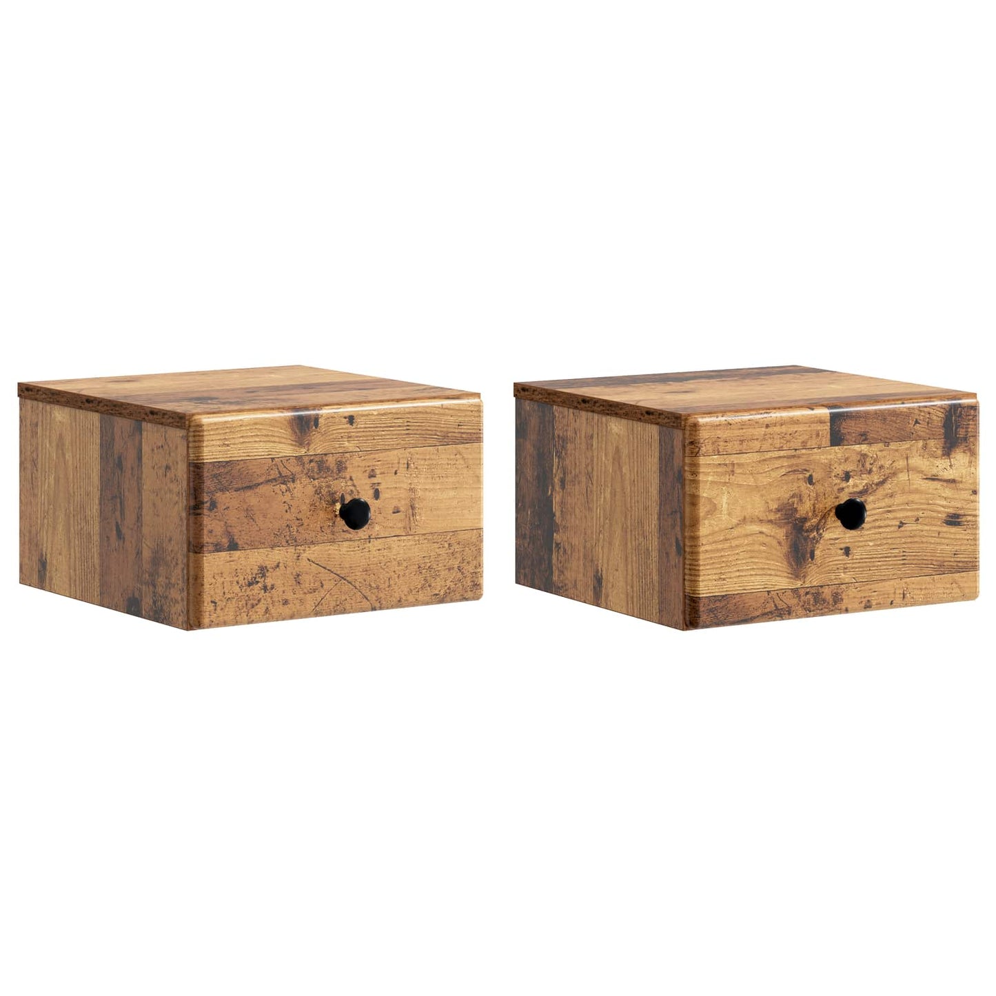 Væghængt Natbord med skuffe 2 pcs Gammelt træ 34,5 x 33 x 20 cm