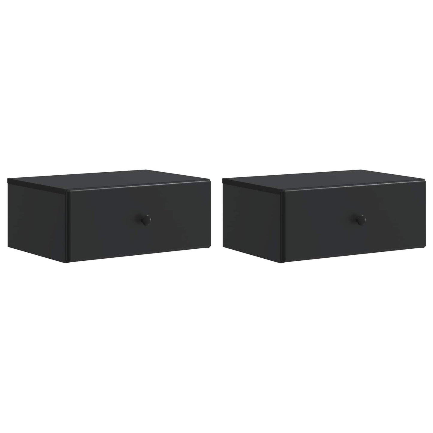 Væghængt Natbord 2 pcs Sort 49 x 34,5 x 20 cm Konstrueret træ