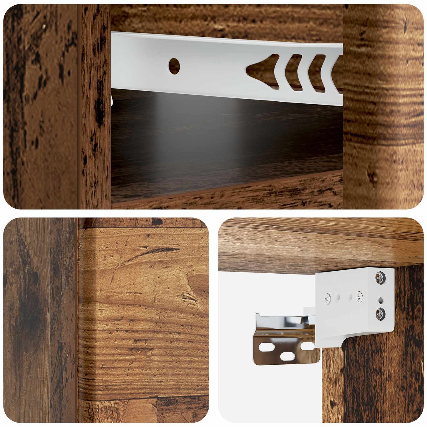 Væghængt Natbord med skuffe 2 pcs Gammelt træ 49 x 34,5 x 20 cm