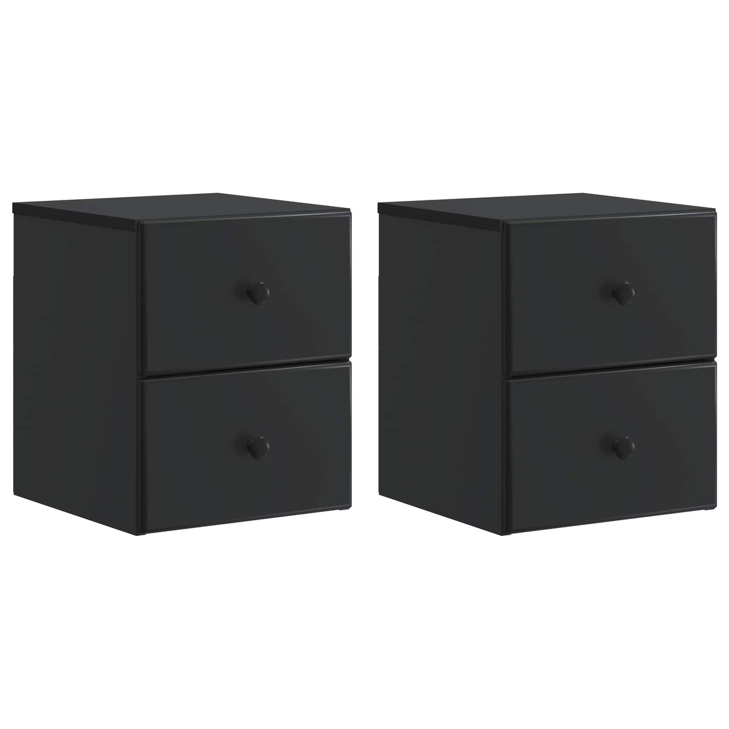 Væghængt Natbord 2 pcs Sort 34,5 x 33 x 40 cm Konstrueret træ