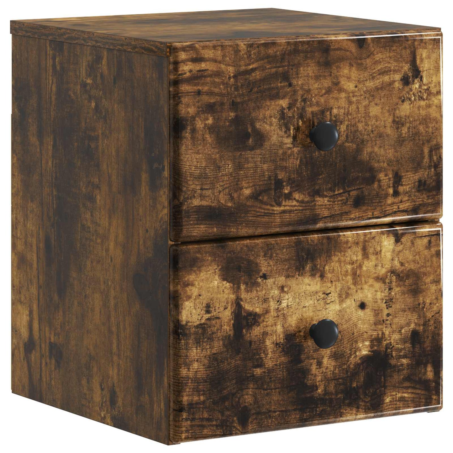 Væghængt Natbord med skuffe 2 pcs Røget eg 34,5 x 33 x 40 cm