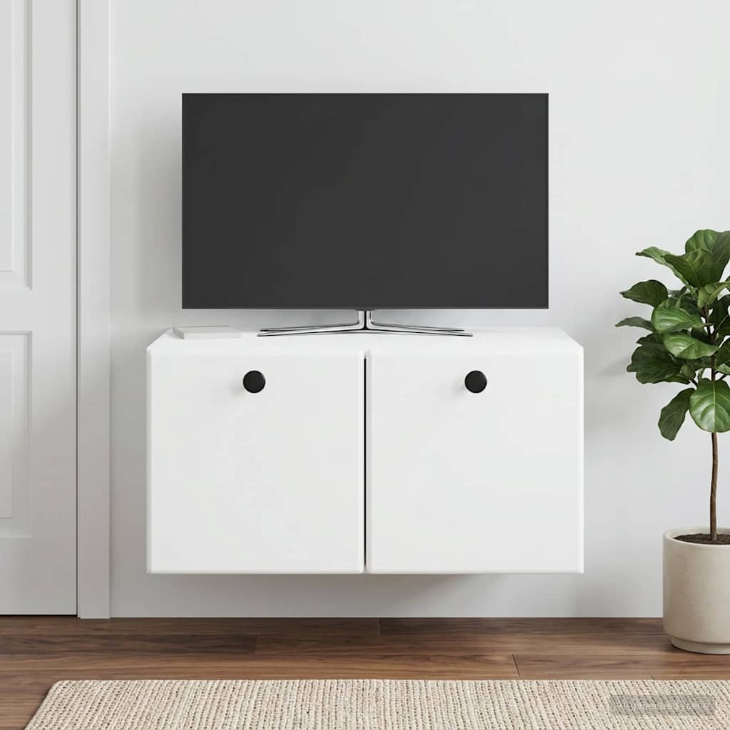 Væghængt TV-skab 59,5 x 41 x 30 cm Hvid Konstrueret træ
