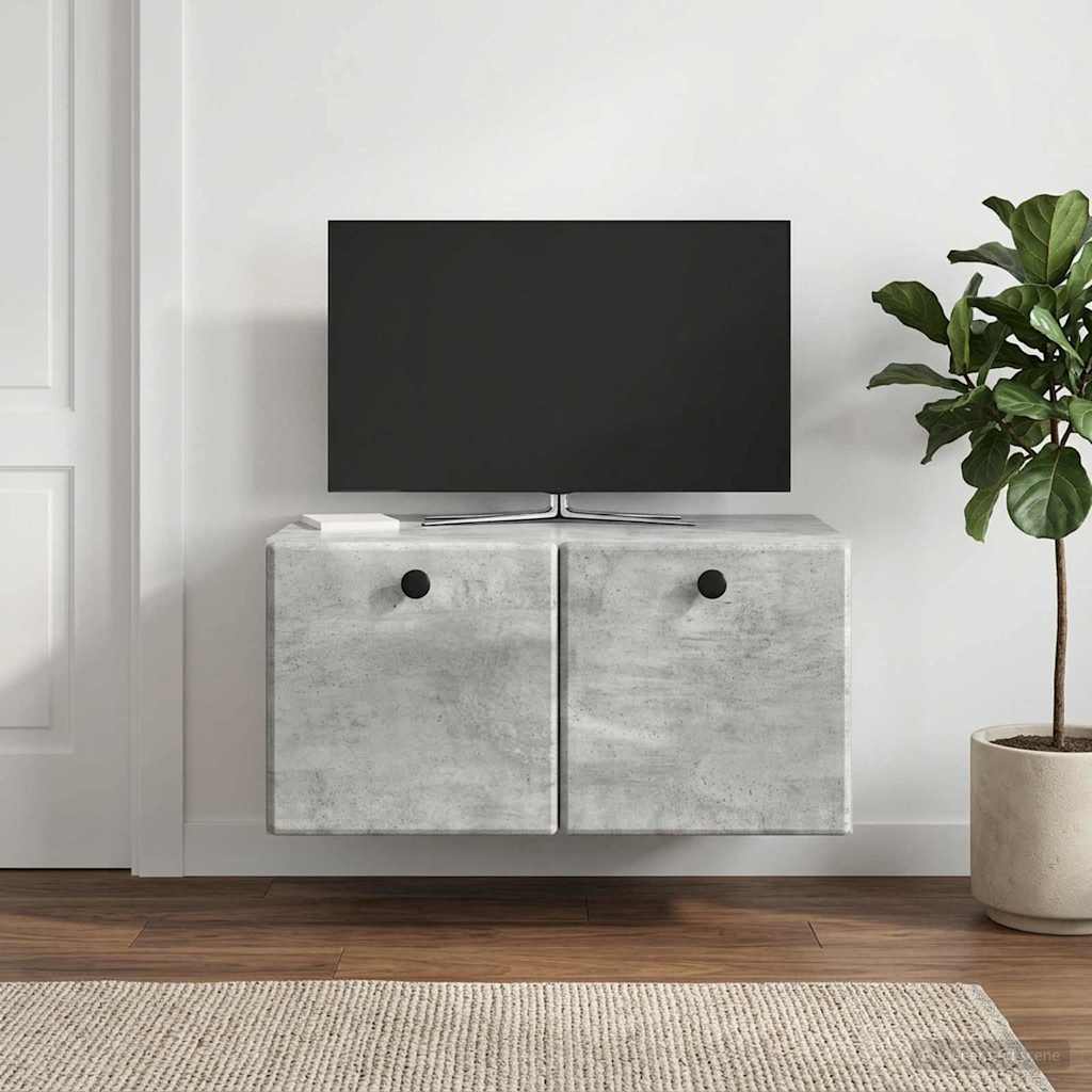 Væghængt TV-skab 59,5 x 41 x 30 cm Betongrå Konstrueret træ
