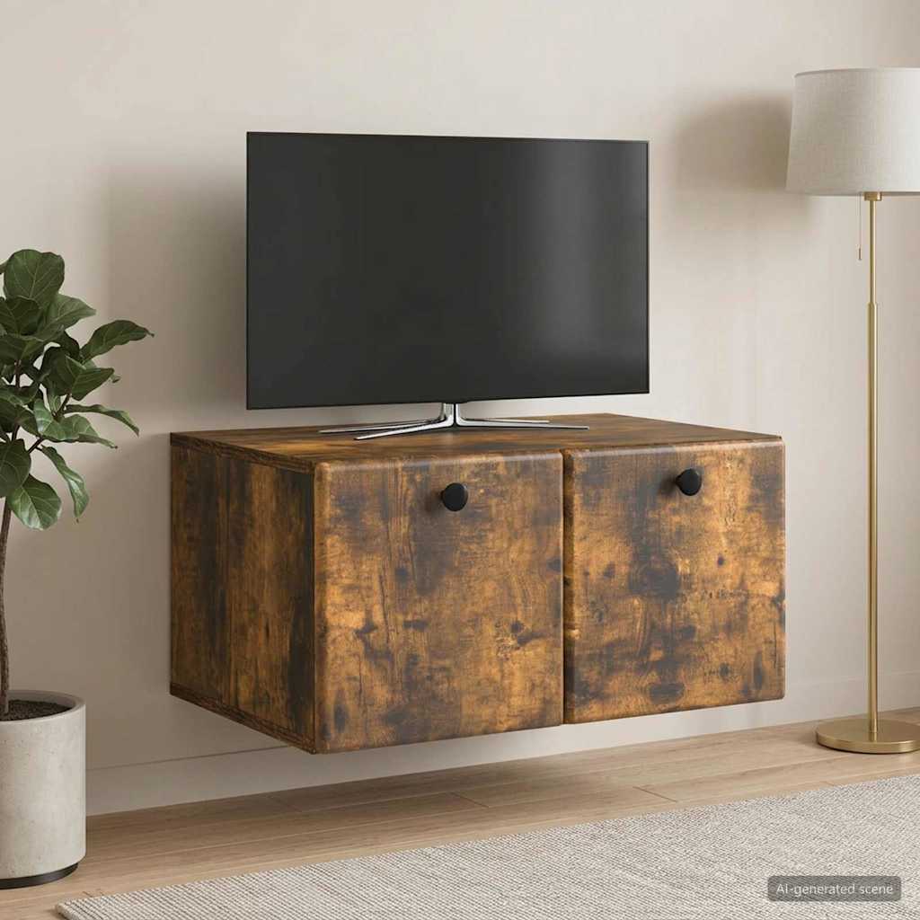 Væghængt TV-skab 59,5 x 41 x 30 cm Røget eg Konstrueret træ