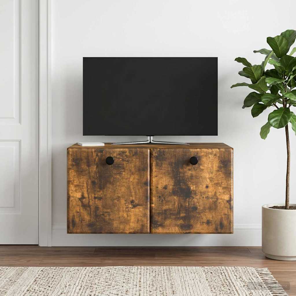Væghængt TV-skab 59,5 x 41 x 30 cm Røget eg Konstrueret træ
