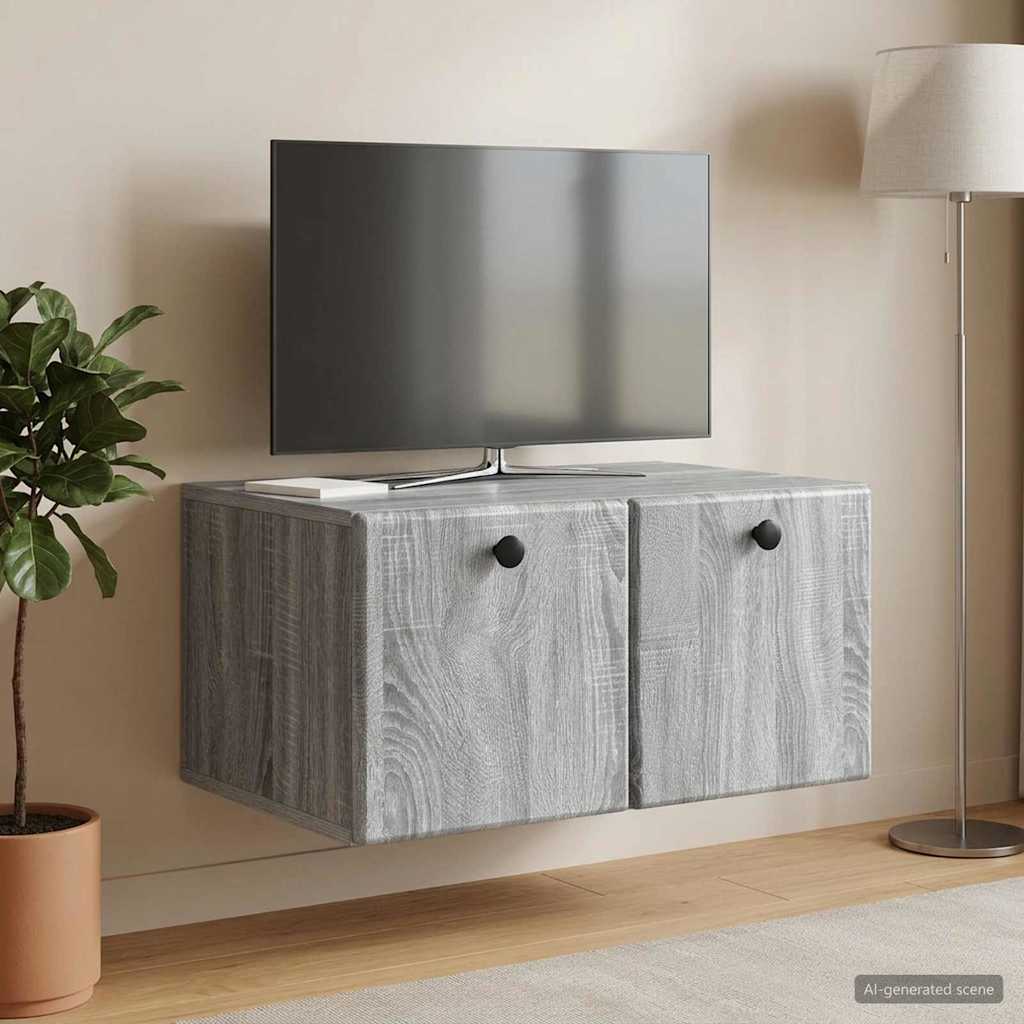 Væghængt TV-skab 59,5 x 41 x 30 cm Grå Sonoma Konstrueret træ